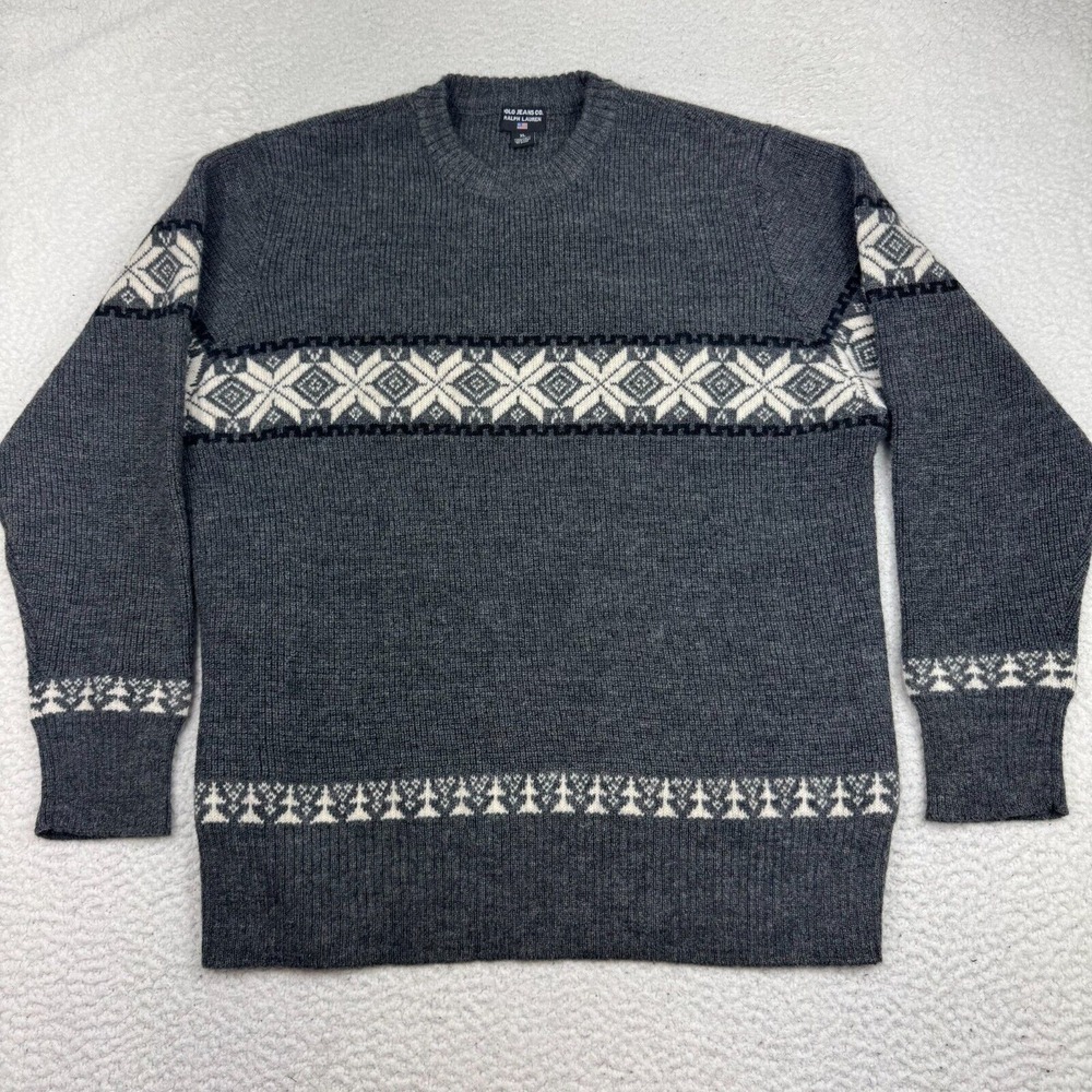 VTG Polo Jeans Co Ralph Lauren Wool Sweater Men's XL Nordic Fair Isle Fisherman